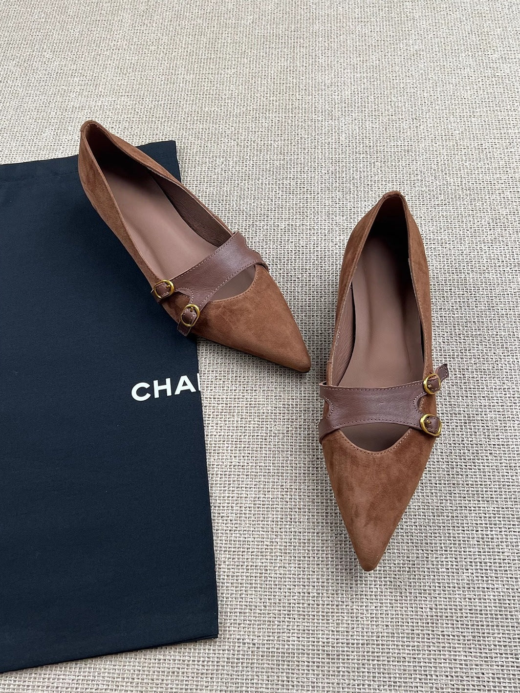 Damen Slingback-Ballerinas mit dekorativer Schnallenakzent und eleganter Lederoberfläche Drune