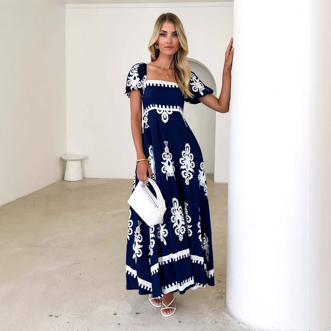 Damen Maxikleid mit eleganten Rüschendetails und floralem Muster Drune