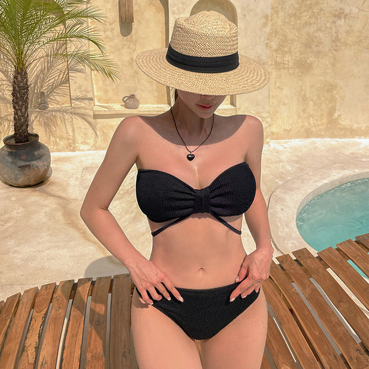 Damen Bikini-Set mit elegantem Knotendesign und ribbed Strickmuster Drune