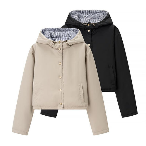 Damen modische Übergangsjacke mit Kapuze und elastischen Abschlüssen Drune