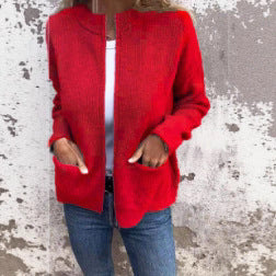 Damen lässige Strickjacke mit praktischen Taschen und femininer Passform Drune