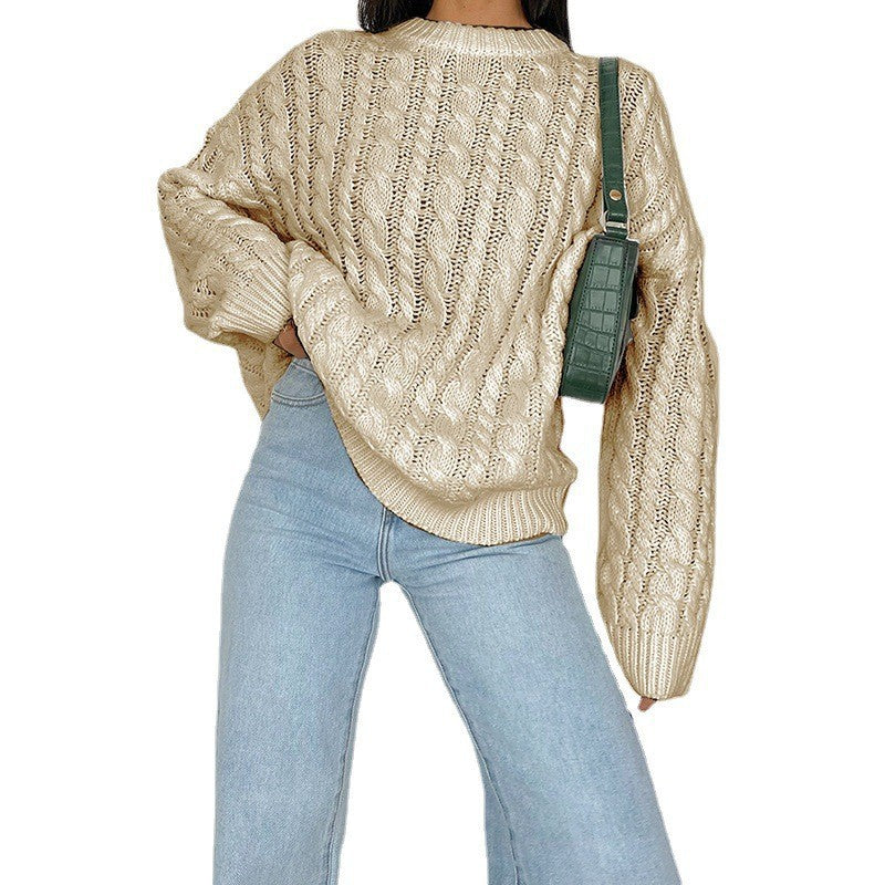 Damen Grobstrickpullover mit raffiniertem Zopfmuster aus weichem Material Drune