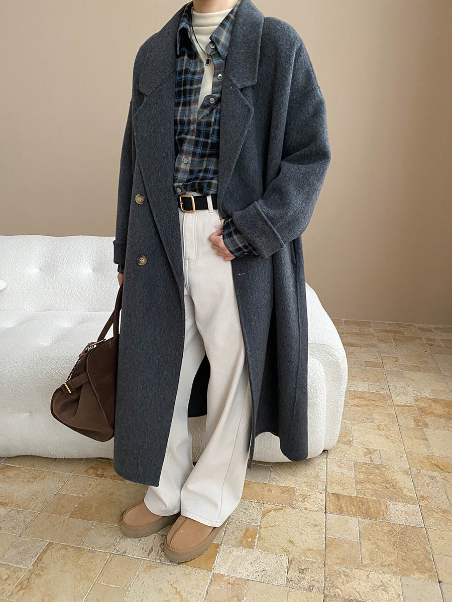 Damen Eleganter Wollmantel mit doppelter Knopfleiste Drune