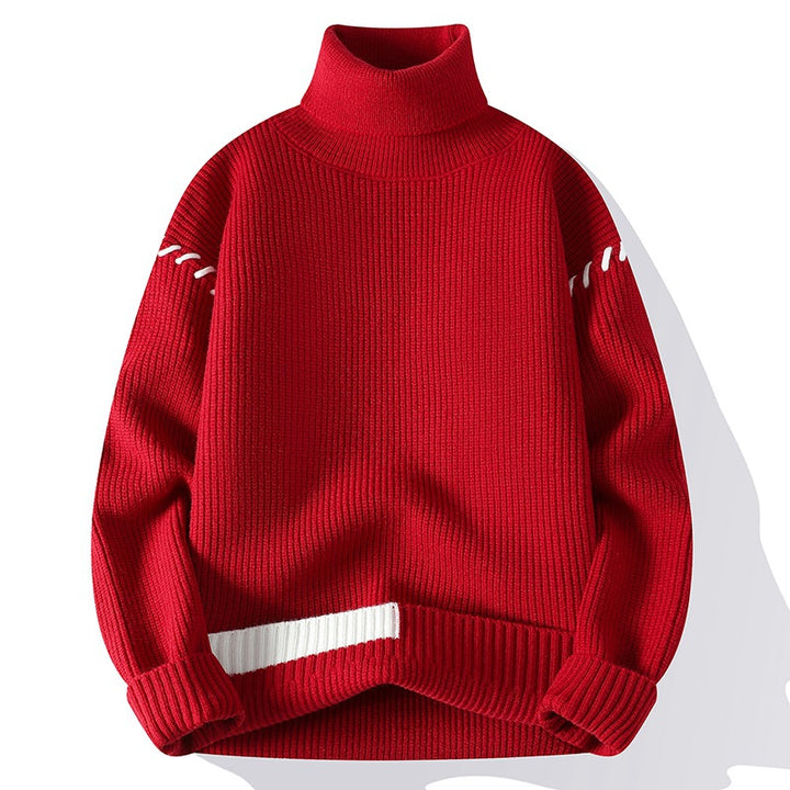 Damen Grober Rollkragenpullover mit dekorativen Ärmeldetails Drune