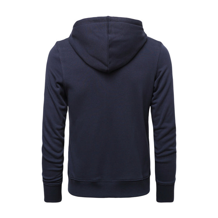 Herren nan schmal geschnittener Zip-Hoodie mit Metall-Reißverschluss, doppellagiger Kapuze und Kängurutasche Drune