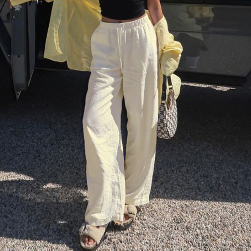 Damen weite Sommerhose mit verstellbarem Bund und praktischen Seitentaschen Drune