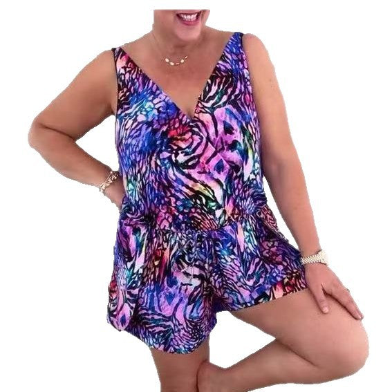 Damen lässiger Overall mit buntem Tiermuster Drune
