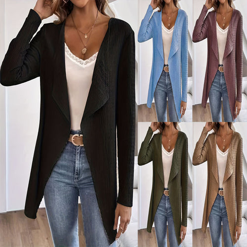 Damen elegante Jacke mit lässigem Schnitt und strukturiertem Gewebe Drune
