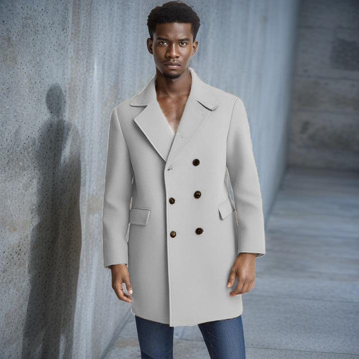 Herren eleganter Doppelreiher-Mantel mit modernem Schnitt und praktischen Taschen Drune