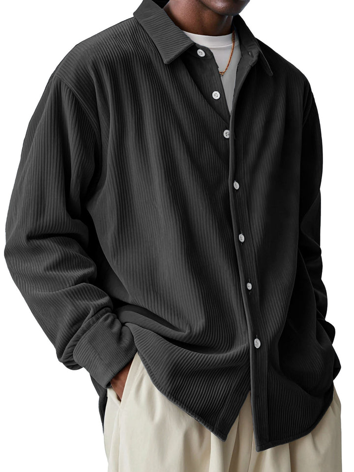Herren nan oversized Kordhemd mit feiner Rippenstruktur und Relaxed-Fit Drune