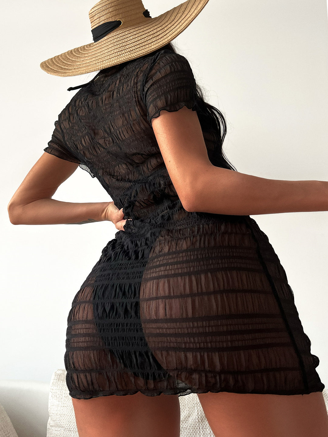 Damen durchsichtiger Sommerkleid Drune