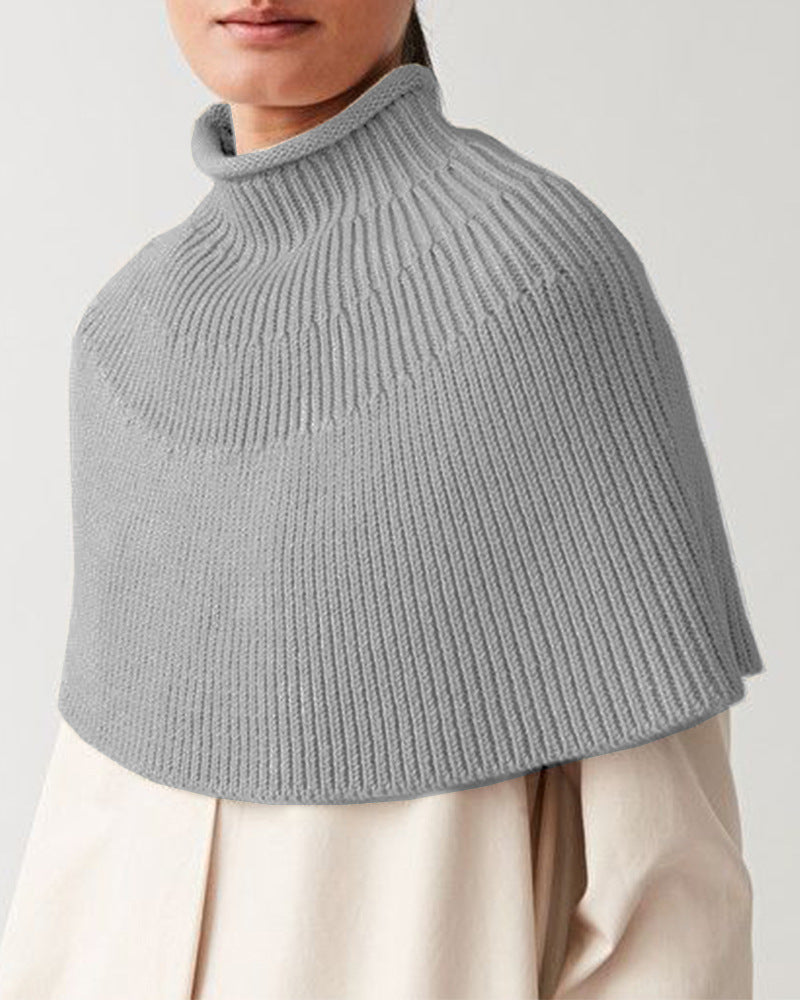 Damen Strickcape mit hochgeschlossenem Kragen Drune