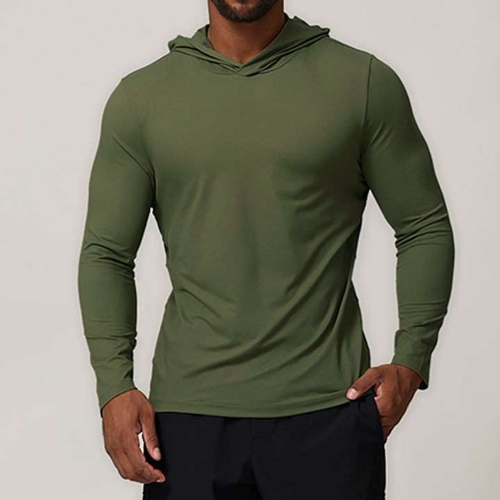 Herren Longsleeve mit Kapuze und feuchtigkeitstransportierender Technologie Drune