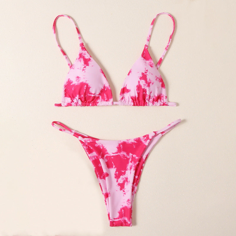 Damen Triangel-Bikini mit verstellbaren Trägern und Raffungen Drune