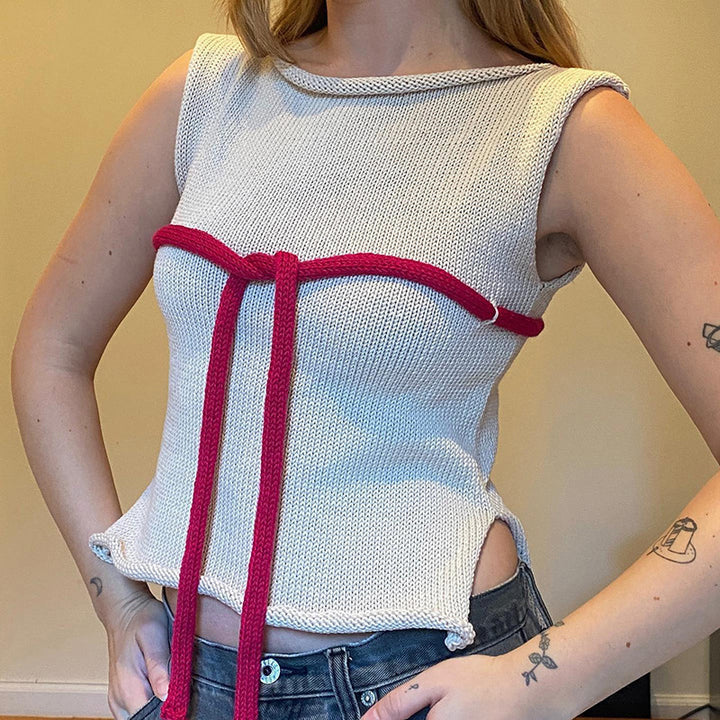 Damen Strickoberteil mit raffinierten Knoten- und Schleifendetails Drune