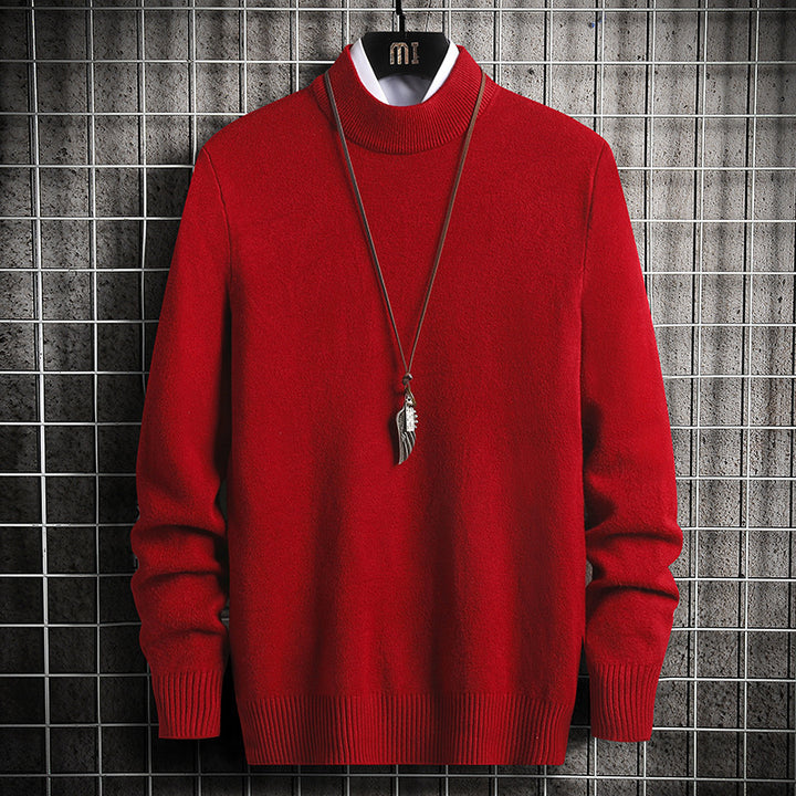 Herren nan Premium Stehkragenpullover aus feinem Baumwoll-Mix mit gerippten Bündchen und schmaler Silhouette Drune