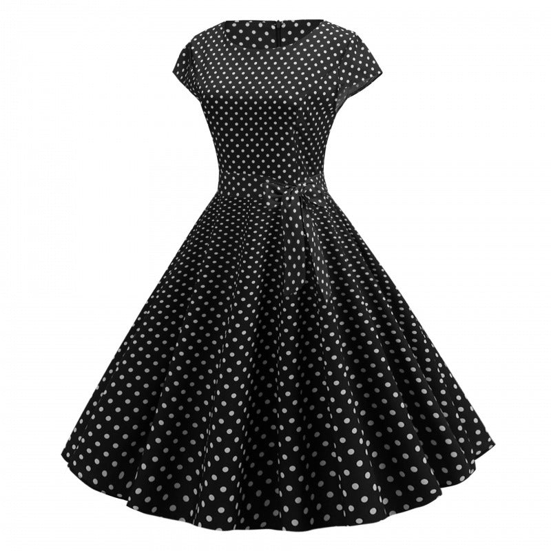 Damen Swingkleid mit Punkten und eleganter Taillierung Drune