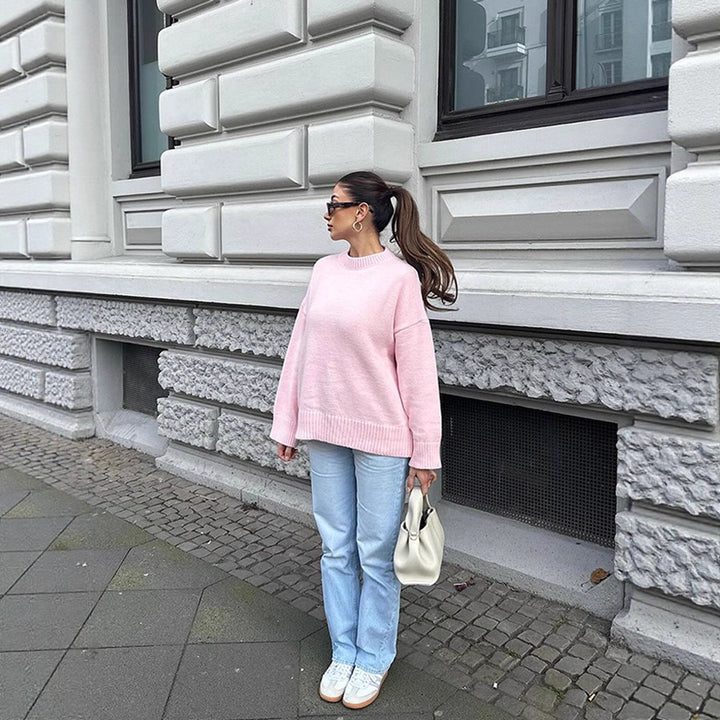 Damen gemütlicher Strickpullover mit weitem Schnitt Drune