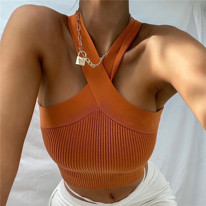 Damen Crop-Top mit schickem Kreuz-Trägerdesign Drune