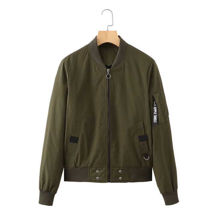 Damen lässige Bomberjacke mit praktischen Taschen und elastischen Bündchen Drune