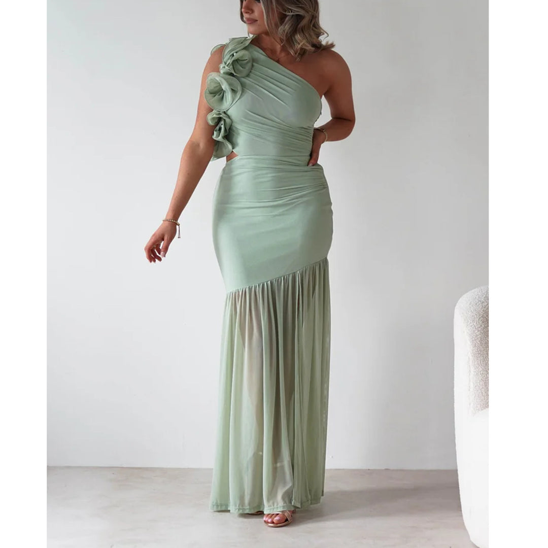 Damen Maxikleid mit asymmetrischem Schnitt und romantischen Rüschendetails Drune