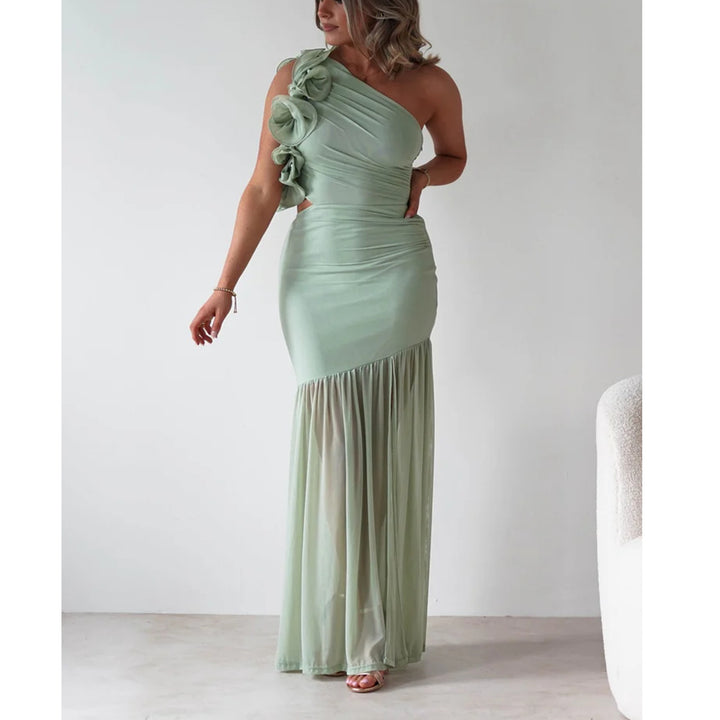 Damen Maxikleid mit asymmetrischem Schnitt und romantischen Rüschendetails Drune