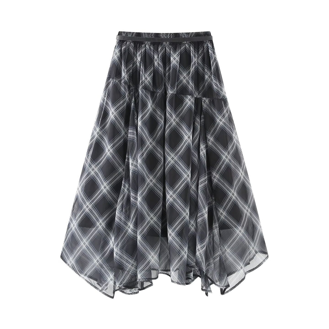 Damen Midikleid mit schwingendem Rock und Gürteldetails Drune