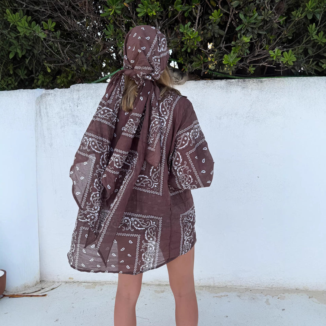 Damen Kimono-Jacke mit eleganter Bandana-Optik und taillierbarem Design Drune