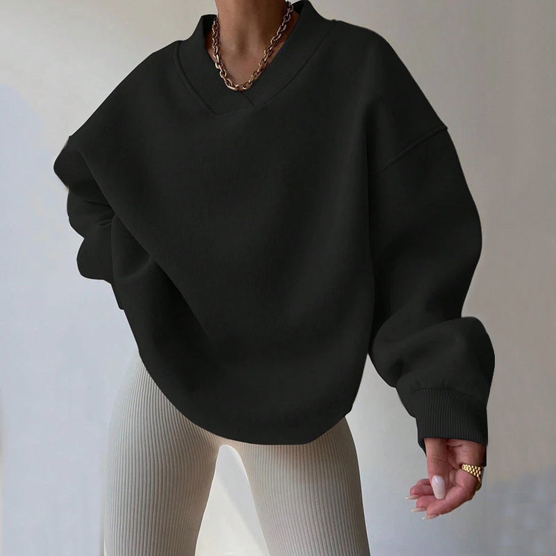 Damen Oversized Sweatshirt mit V-Ausschnitt Drune