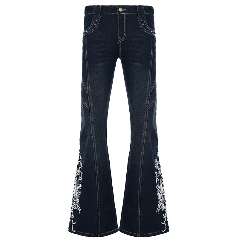 Damen Bootcut-Jeans mit kunstvollen Stickdetails Drune