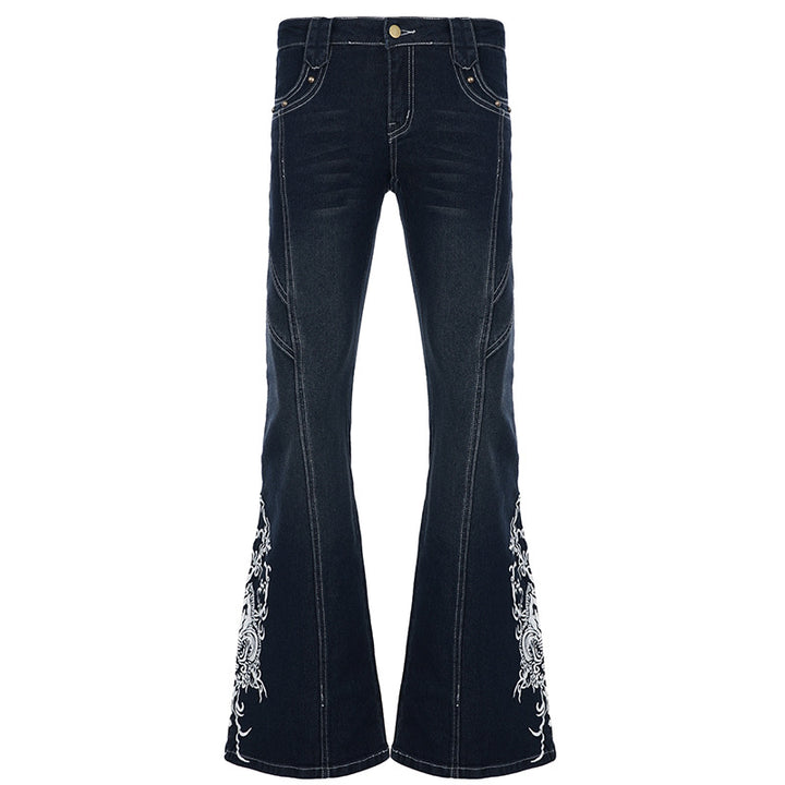 Damen Bootcut-Jeans mit kunstvollen Stickdetails Drune