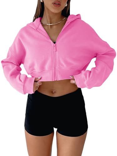 Damen trendige cropped Kapuzenjacke Drune