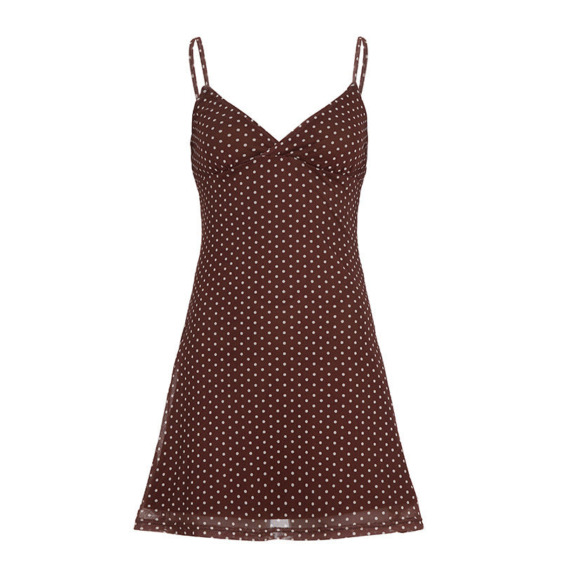 Damen Polka Dots Spaghetti-Trägertop mit leichtem Fall Drune