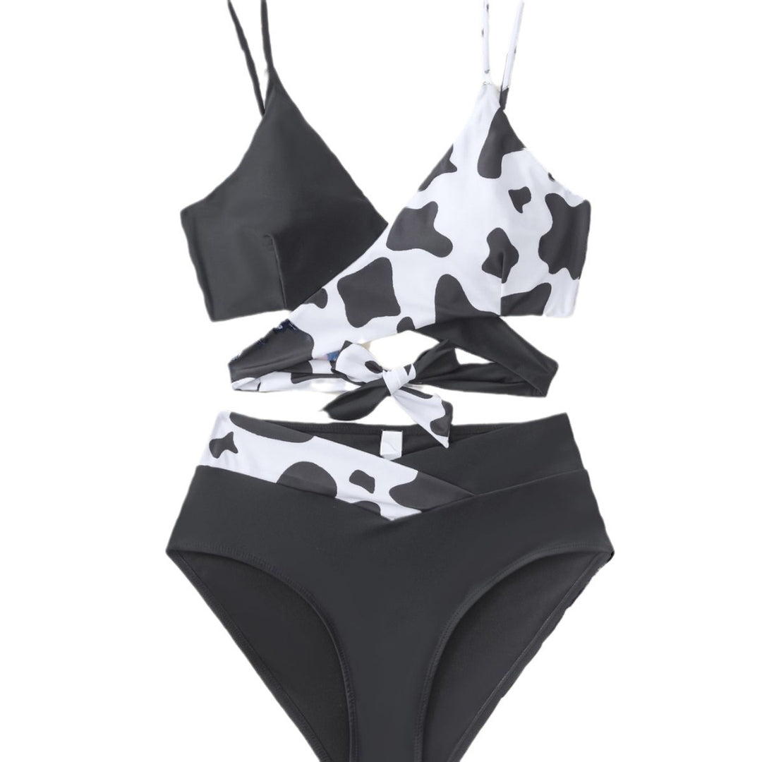 Damen Hoch geschnittener Bikini mit asymmetrischem Design und herausforderndem Look Drune