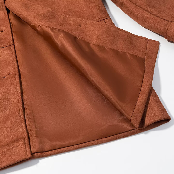 Damen Modische Wildlederjacke mit praktischen Taschen und klassischem Schnitt Drune