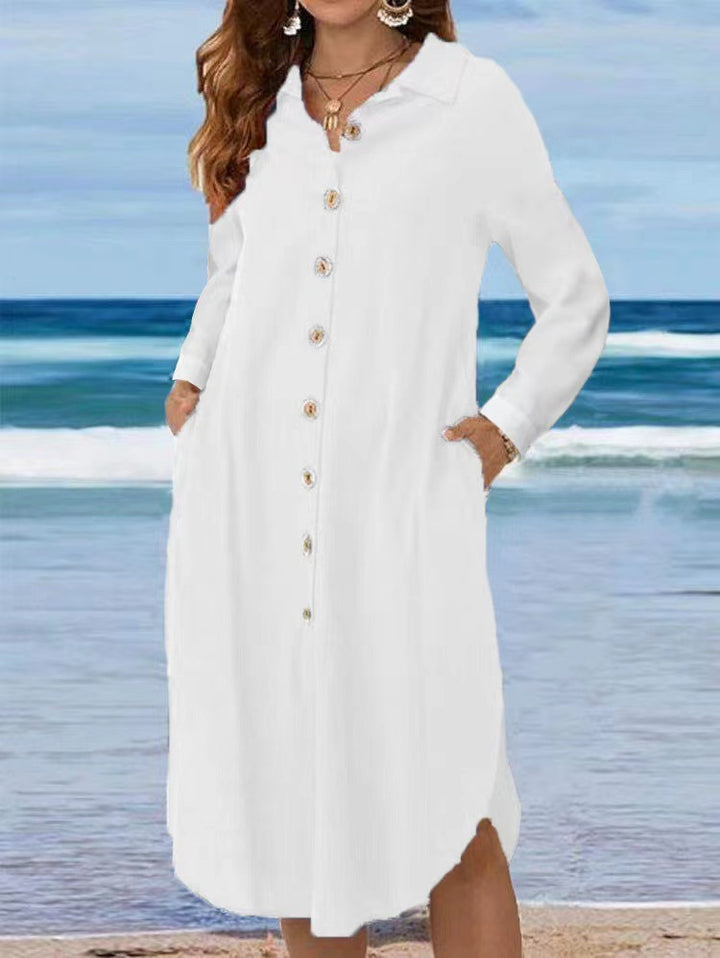 Damen Hemdblusenkleid mit Knopfdetail und schwingendem Saum Drune