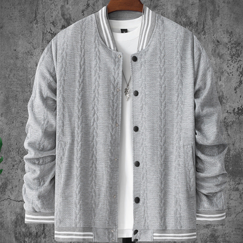 Herren stylische Bomberjacke mit strukturiertem Strickmuster und sportlichen Akzenten Drune