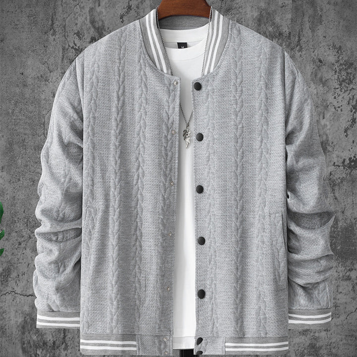 Herren stylische Bomberjacke mit strukturiertem Strickmuster und sportlichen Akzenten Drune