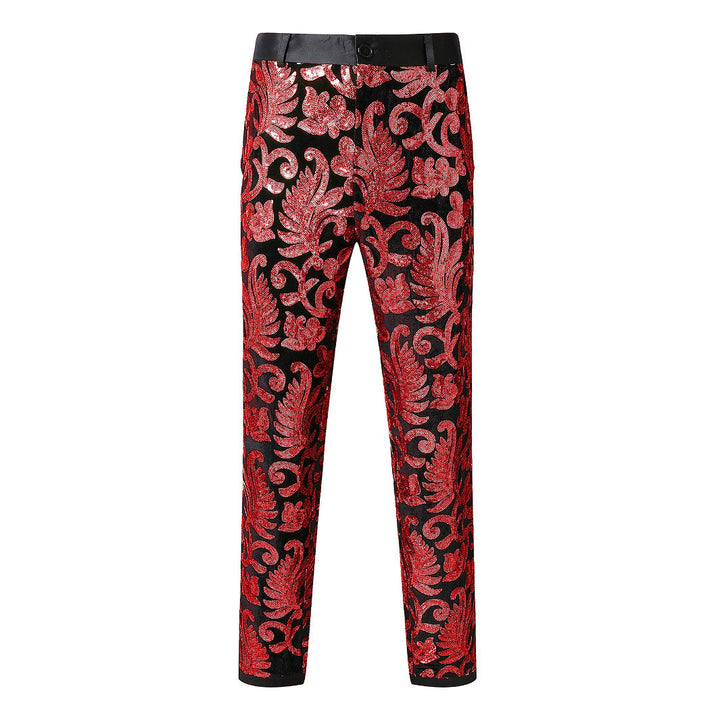 Herren elegante Pailletten-Hosen mit floralem Muster Drune