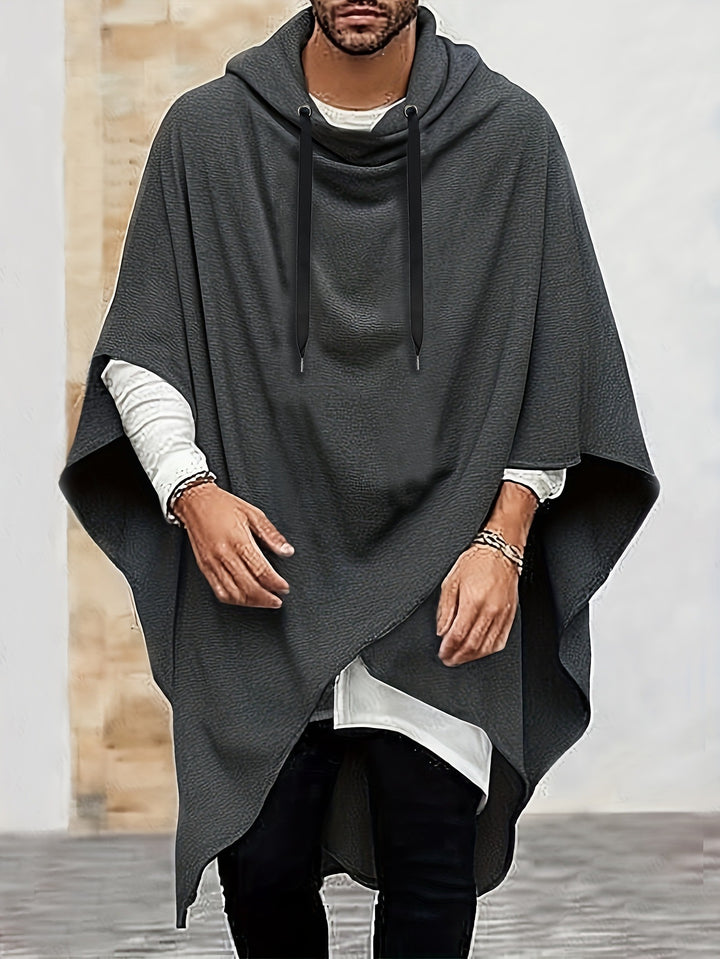 Herren modischer Kapuzenponcho aus atmungsaktivem Material Drune