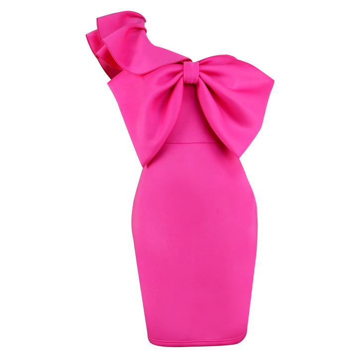 Damen figurbetontes Kleid mit großem Schleifenakzent Drune