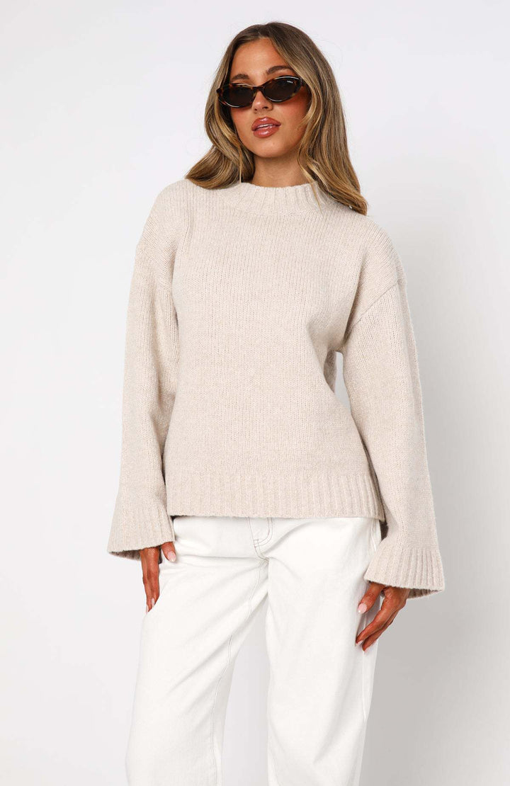 Damen Strickpullover mit weitem Schnitt und elegantem Rollkragen Drune