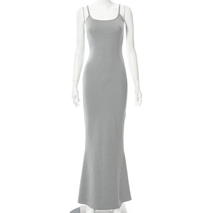 Damen Elegantes Maxikleid mit Spaghettiträgern und fließendem Schnitt Drune