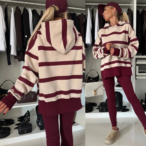 Damen Oversized Kapuzenpullover im Leopardenmuster Drune