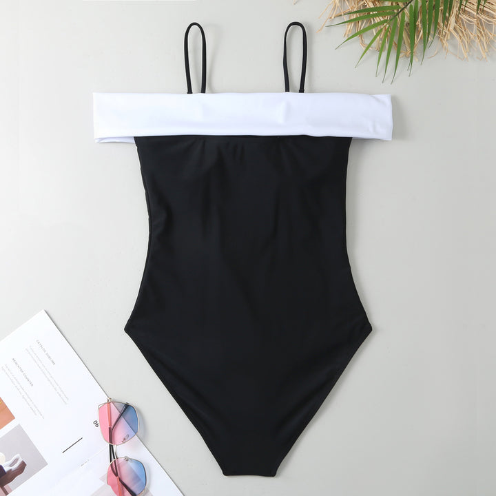 Damen Einteiler Badeanzug mit elegantem Wickel-Design und hohem Beinausschnitt Drune