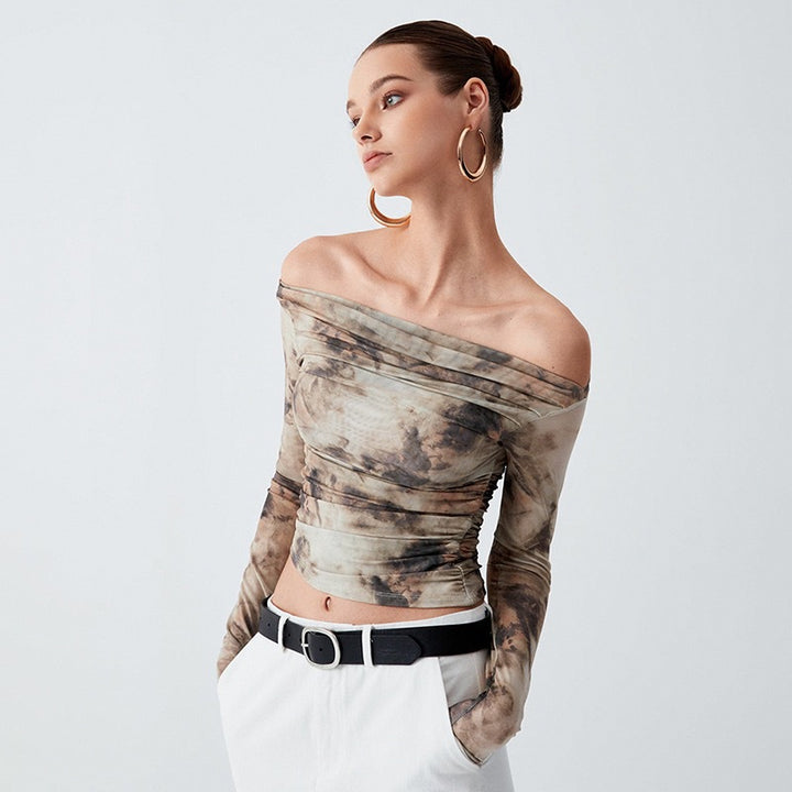 Damen Elegantes Off-Shoulder Oberteil mit drapiertem Design Drune
