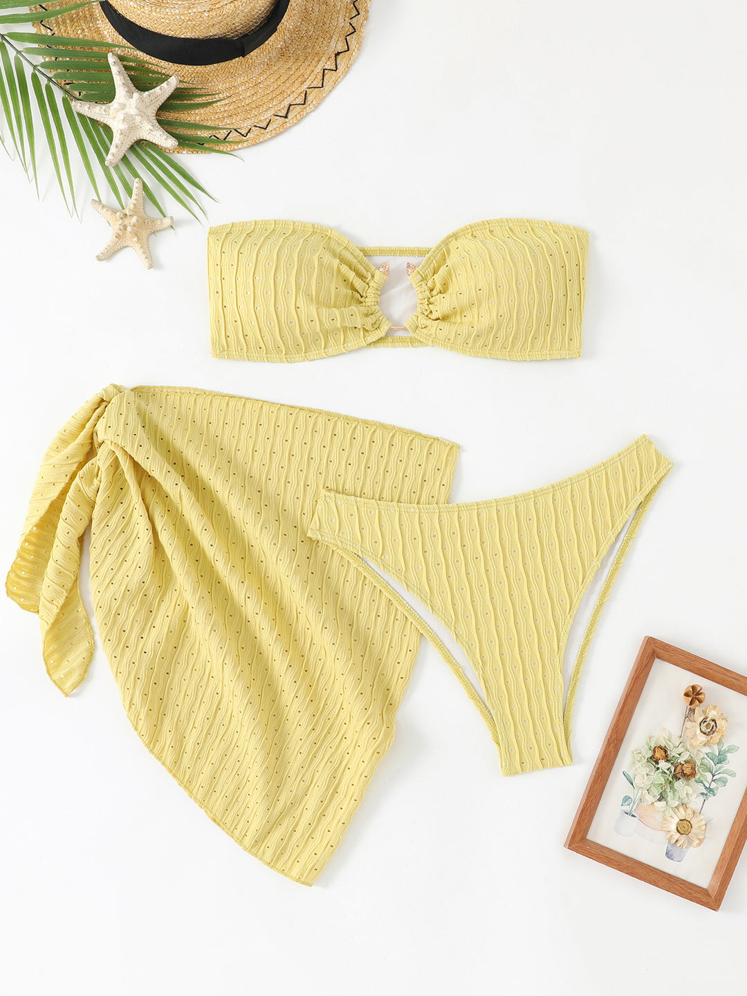 Damen Bandeau-Bikini-Set mit raffiniertem Wickelrock und stilvollen Details Drune