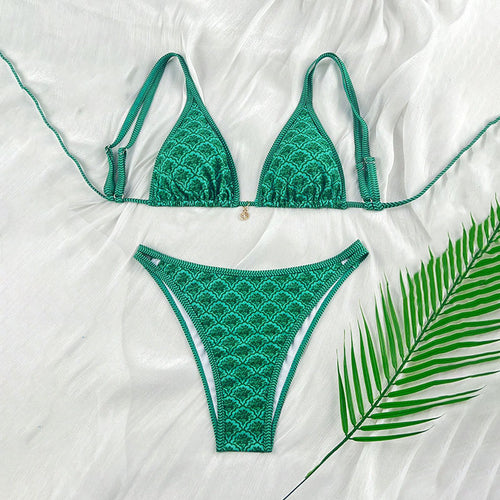 Damen Triangel-Bikini mit verspieltem Muster und eleganten Trägern Drune