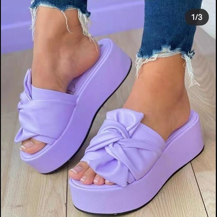 Damen Wedge-Pantoletten mit Stilvollem Knotendesign und Rutschfester Sohle Drune