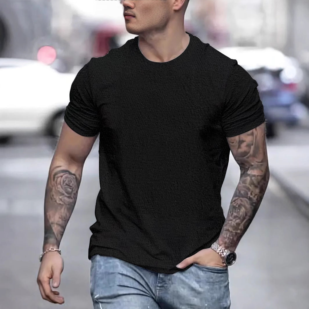Herren lässiges T-Shirt mit strukturierter Oberfläche und bequemem Schnitt Drune